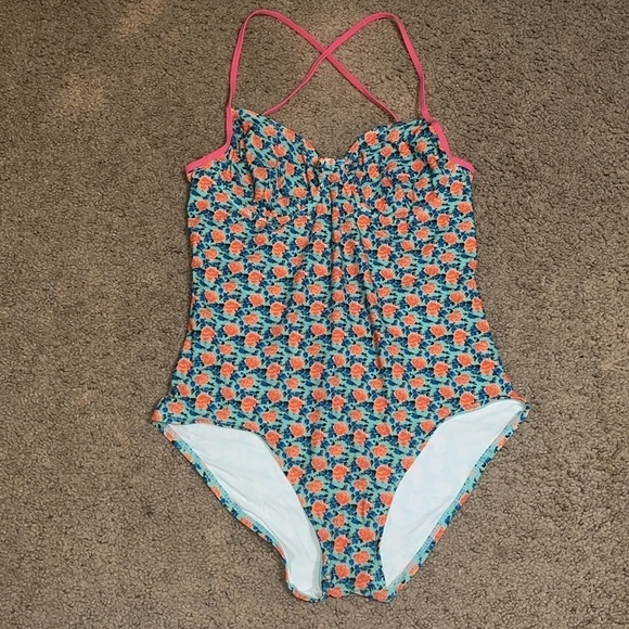 Marc by Marc Jacobs Jerrie Rose Floral One Piece Swimsuit Pale Jade XL - Picture 4 of 9